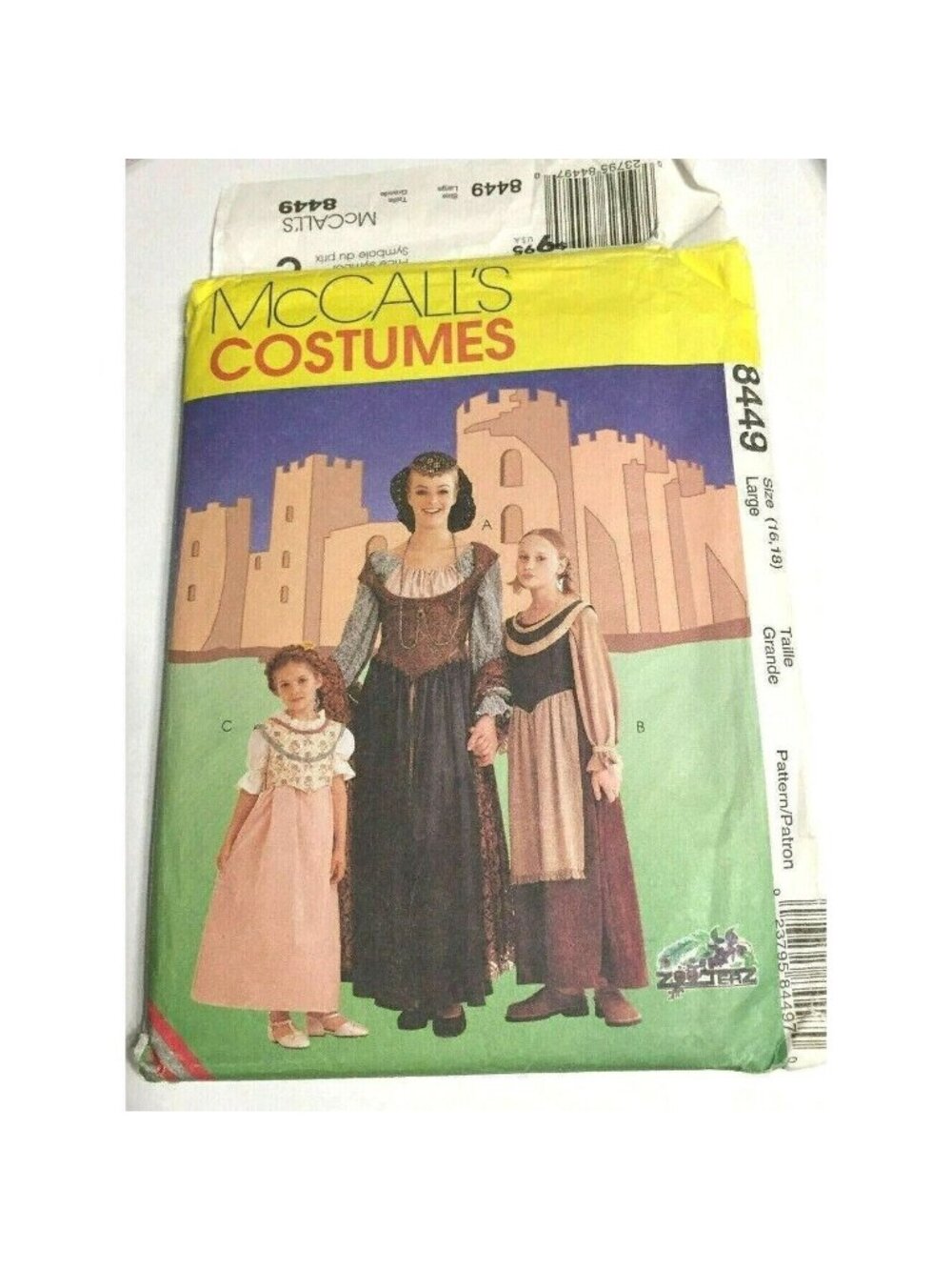 VTG Sewing Pattern McCalls 8449 Miss Medieval Peasants Princess Sizes 16-18 U/C